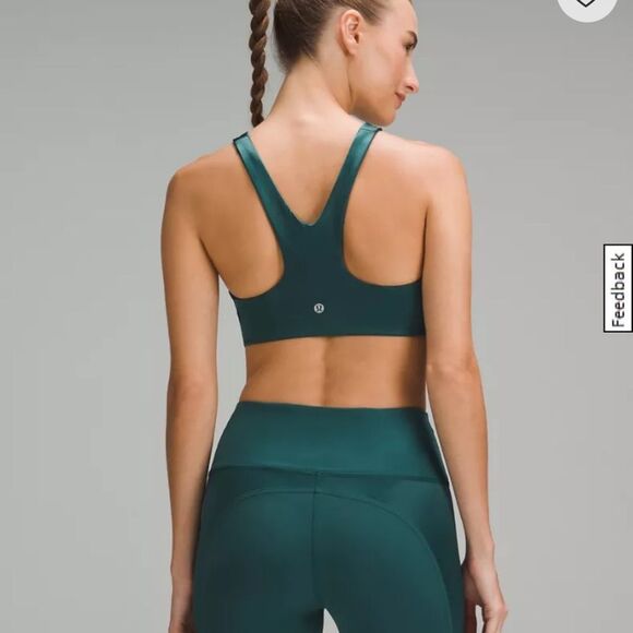 NWT New LULULEMON Shine Racerback Train Bra Storm Teal Green SMTL 10 - Picture 2 of 9